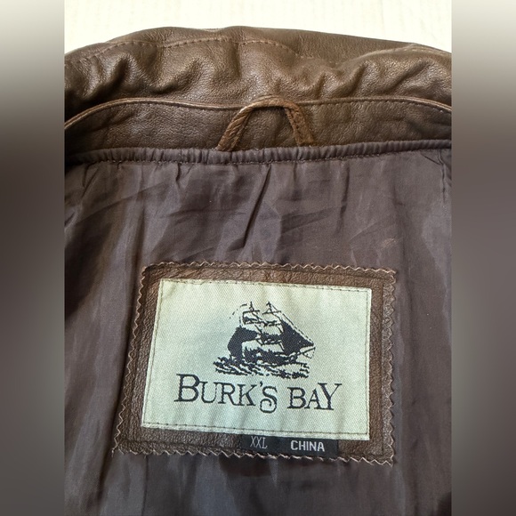 Burk’s Bay Oversized Brown Leather Bomber Jacket - Picture 6 of 17